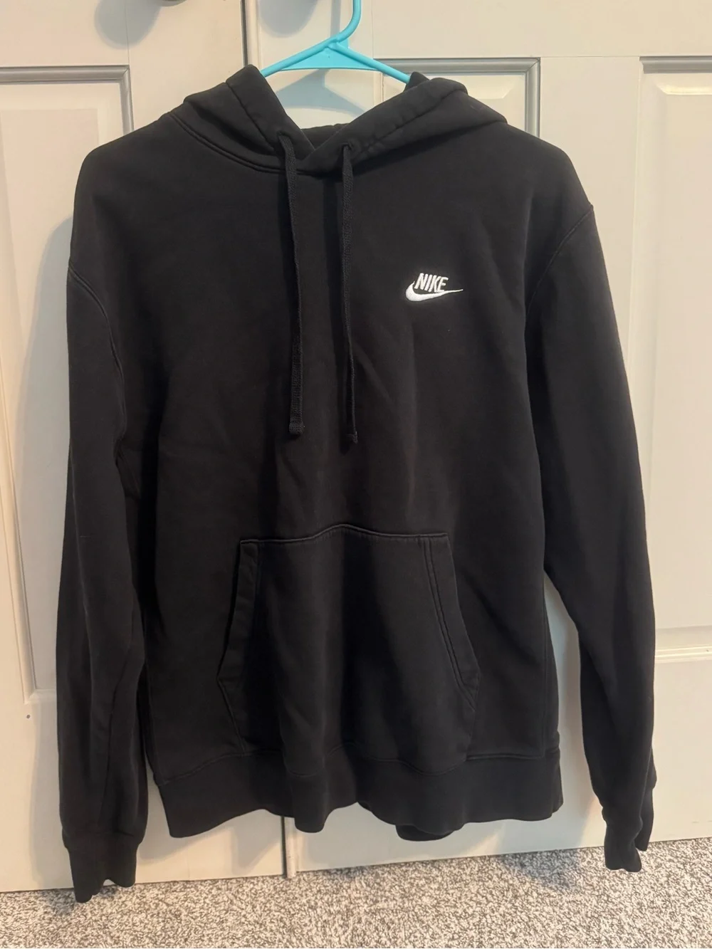 Nike Black Hoodie with White Swoosh Chest Logo